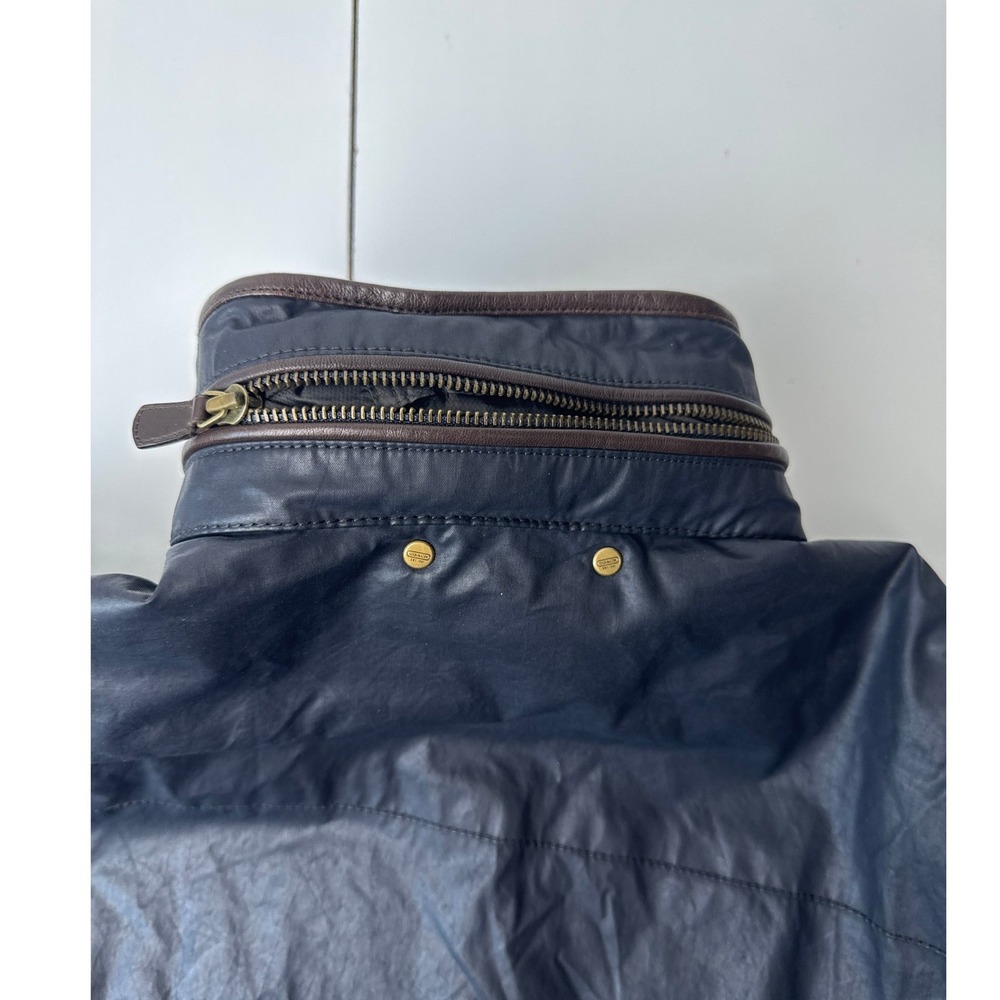 Coach Mens Wyatt Jacket Field Cargo Navy Blue Coated Cotton Quilted Large L - Picture 15 of 16